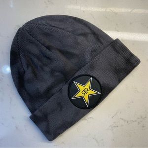 Rockstar Energy Drink Knit Star Logo Acid Wash Adult Black Beanie Hat Cap New